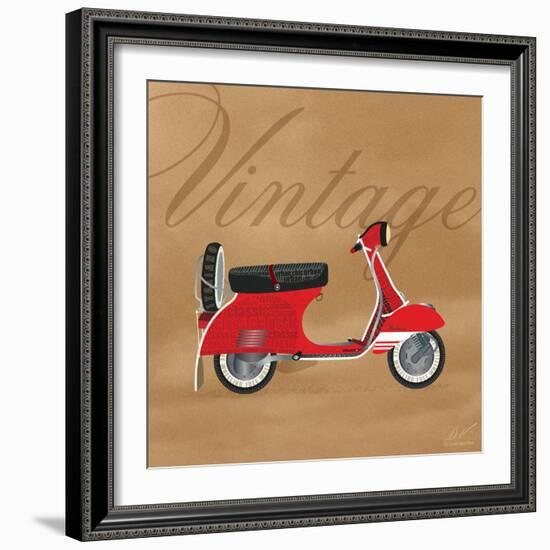 Vintage Vespa Red-Dominique Vari-Framed Art Print