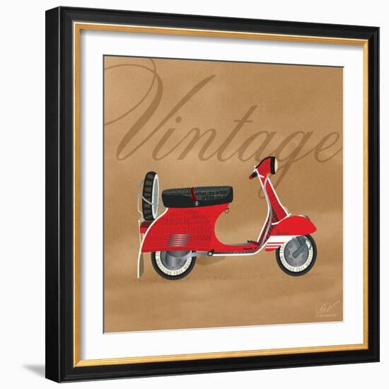 Vintage Vespa Red-Dominique Vari-Framed Art Print