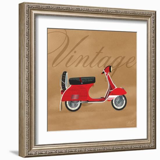 Vintage Vespa Red-Dominique Vari-Framed Art Print