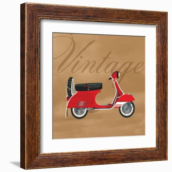 Vintage Vespa Red-Dominique Vari-Framed Art Print