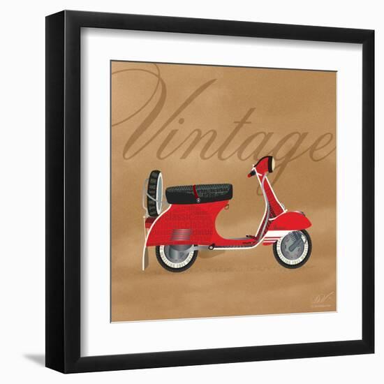 Vintage Vespa Red-Dominique Vari-Framed Art Print