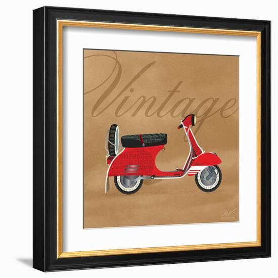 Vintage Vespa Red-Dominique Vari-Framed Art Print