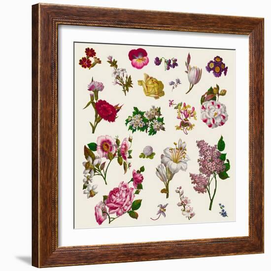 Vintage Victorian Flowers Clip Art-Karimala-Framed Art Print