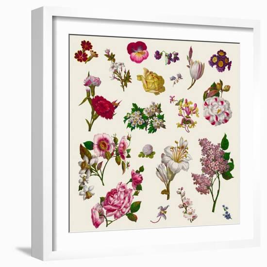 Vintage Victorian Flowers Clip Art-Karimala-Framed Art Print