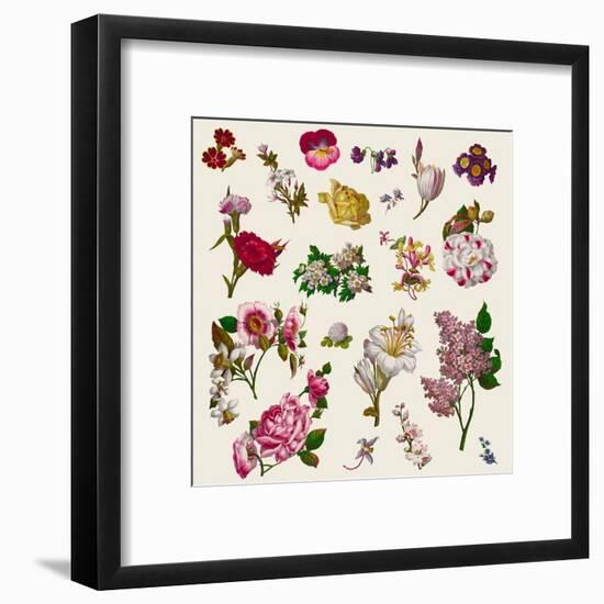 Vintage Victorian Flowers Clip Art-Karimala-Framed Art Print