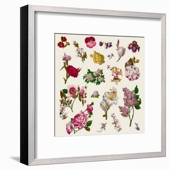 Vintage Victorian Flowers Clip Art-Karimala-Framed Art Print