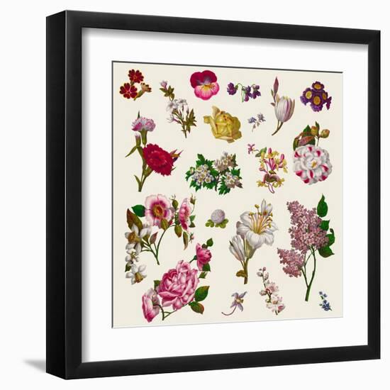 Vintage Victorian Flowers Clip Art-Karimala-Framed Art Print