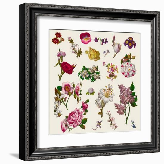 Vintage Victorian Flowers Clip Art-Karimala-Framed Art Print