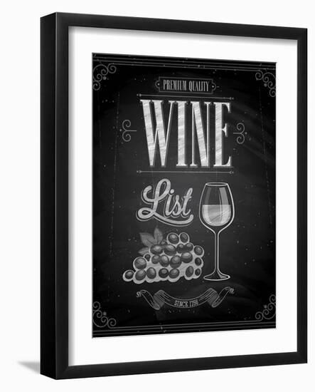 Vintage Wine List Poster Chalkboard-avean-Framed Art Print