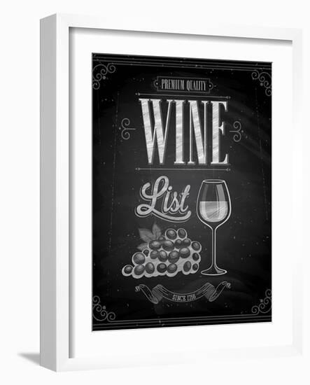 Vintage Wine List Poster Chalkboard-avean-Framed Art Print