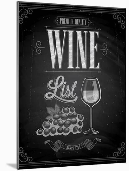 Vintage Wine List Poster Chalkboard-avean-Mounted Art Print