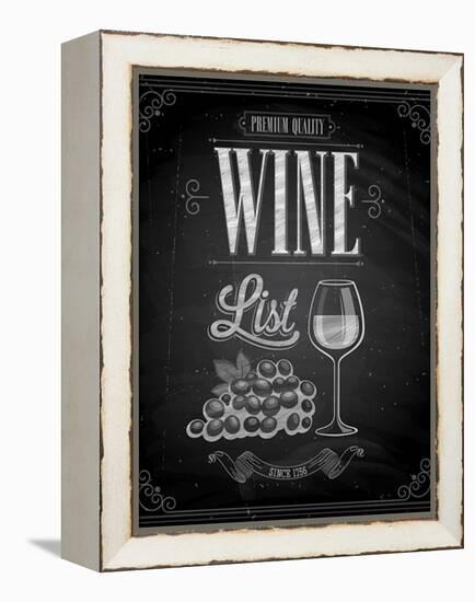 Vintage Wine List Poster Chalkboard-avean-Framed Stretched Canvas