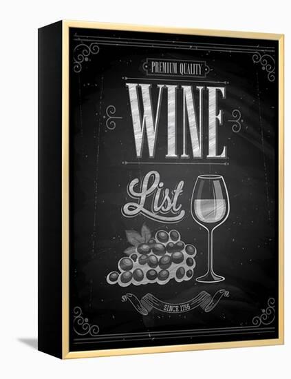 Vintage Wine List Poster Chalkboard-avean-Framed Stretched Canvas