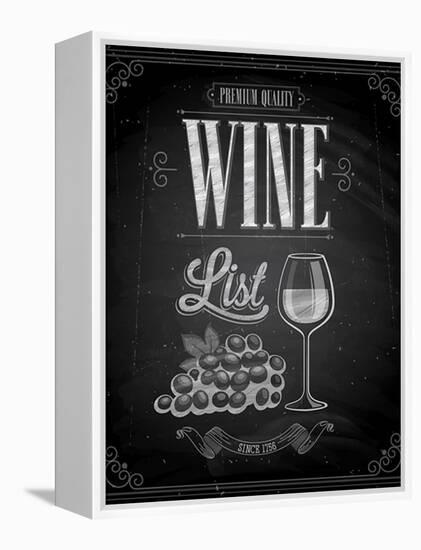 Vintage Wine List Poster Chalkboard-avean-Framed Stretched Canvas