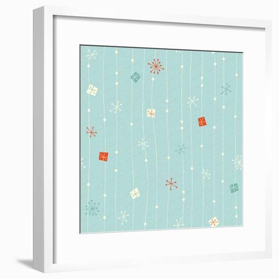 Vintage Winter Pattern-orangeberry-Framed Premium Giclee Print