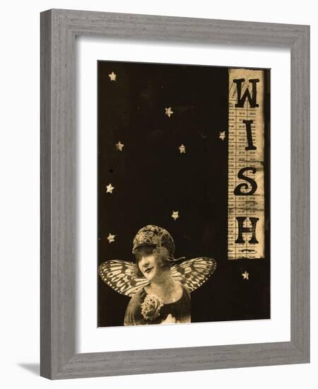 Vintage wish collage-Ricki Mountain-Framed Art Print