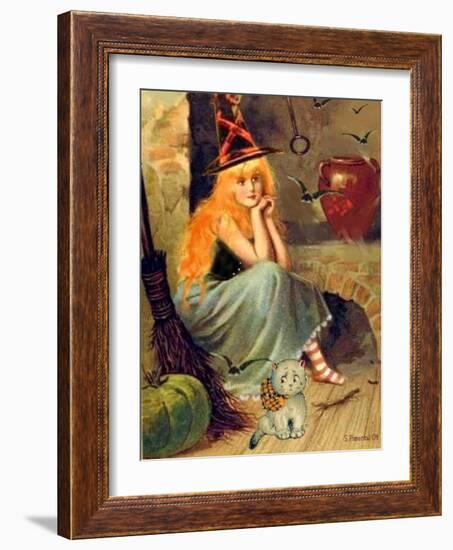 Vintage Witch Halloween-sylvia pimental-Framed Art Print