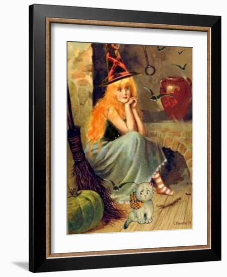 Vintage Witch Halloween-sylvia pimental-Framed Art Print