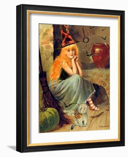 Vintage Witch Halloween-sylvia pimental-Framed Art Print