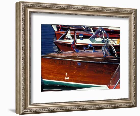 Vintage Wood Boats, Lake Union, Seattle, Washington, USA-William Sutton-Framed Photographic Print