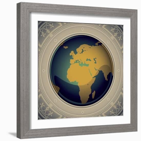 Vintage World Map Designed Banner-Rashomon-Framed Art Print