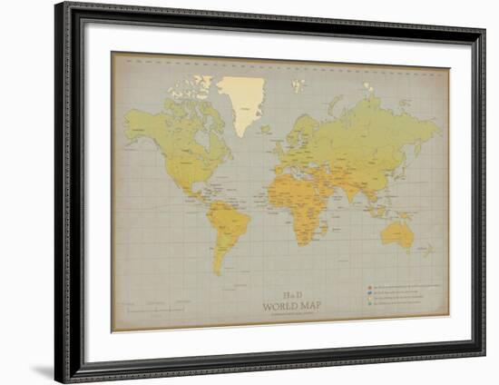 Vintage World Map-Unknown The Vintage Collection-Framed Art Print