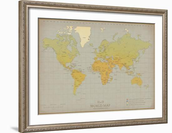 Vintage World Map-Unknown The Vintage Collection-Framed Art Print