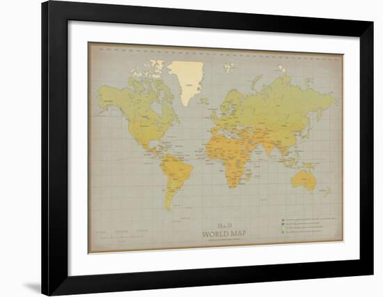 Vintage World Map-Unknown The Vintage Collection-Framed Art Print