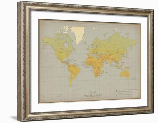 Vintage World Map-Unknown The Vintage Collection-Framed Art Print