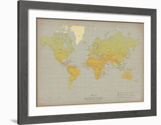 Vintage World Map-Unknown The Vintage Collection-Framed Art Print