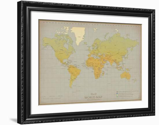 Vintage World Map-Unknown The Vintage Collection-Framed Art Print