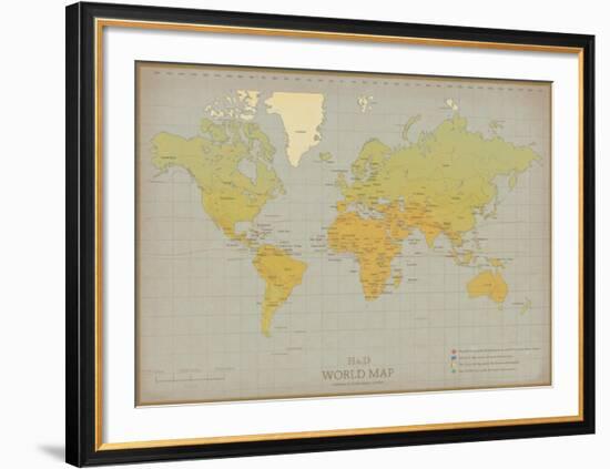 Vintage World Map-Unknown The Vintage Collection-Framed Art Print