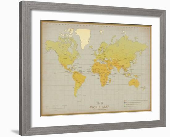 Vintage World Map-The Vintage Collection-Framed Giclee Print