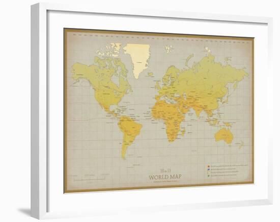 Vintage World Map-The Vintage Collection-Framed Giclee Print