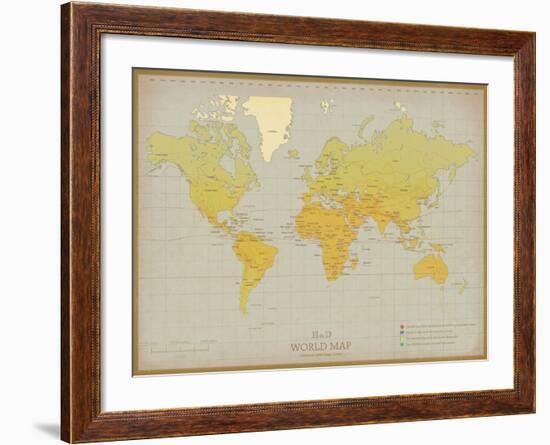 Vintage World Map-The Vintage Collection-Framed Giclee Print