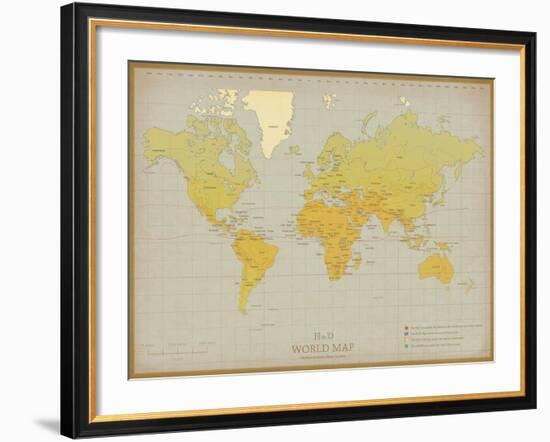 Vintage World Map-The Vintage Collection-Framed Giclee Print