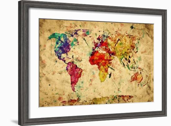 Vintage World Map-Michal Bednarek-Framed Art Print