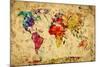 Vintage World Map-Michal Bednarek-Mounted Art Print