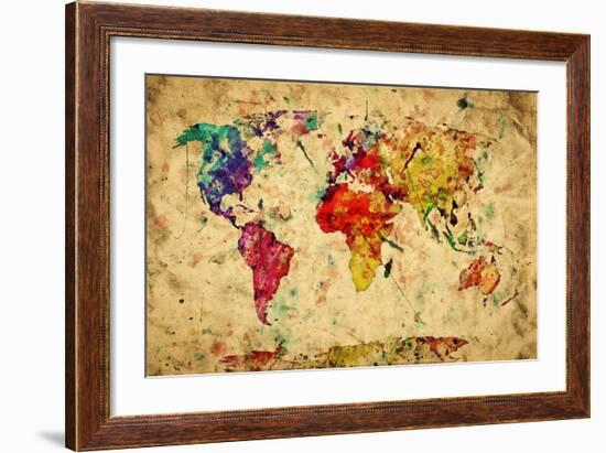 Vintage World Map-Michal Bednarek-Framed Art Print