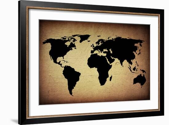 Vintage World Map-ilolab-Framed Art Print