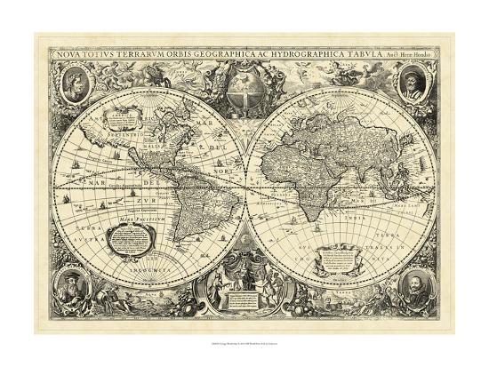 Vintage World Map Art Print by | Art.com