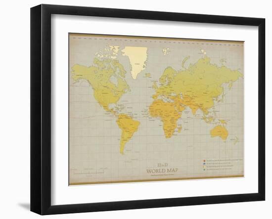 Vintage World Map-The Vintage Collection-Framed Premium Giclee Print