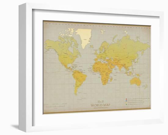 Vintage World Map-The Vintage Collection-Framed Premium Giclee Print