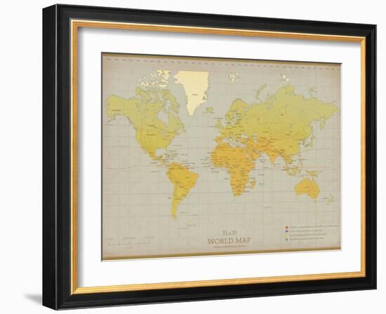 Vintage World Map-The Vintage Collection-Framed Premium Giclee Print