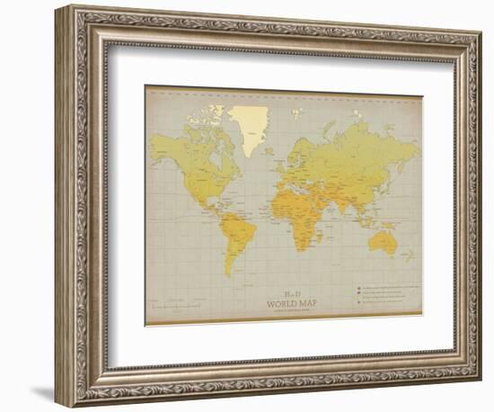 Vintage World Map-The Vintage Collection-Framed Art Print