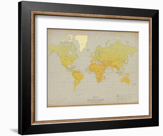 Vintage World Map-The Vintage Collection-Framed Art Print