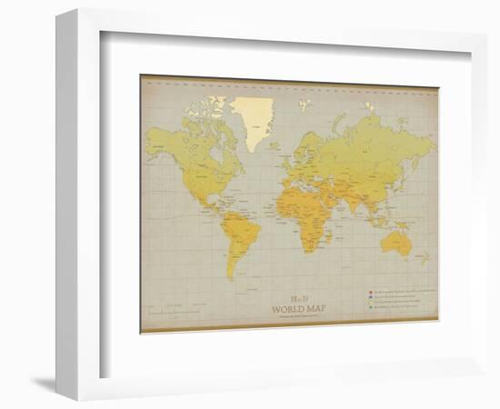 Vintage World Map-The Vintage Collection-Framed Art Print