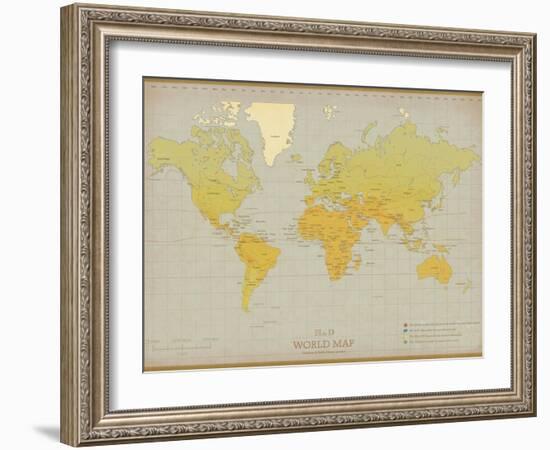 Vintage World Map-The Vintage Collection-Framed Art Print