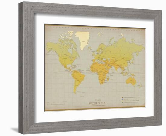 Vintage World Map-The Vintage Collection-Framed Art Print