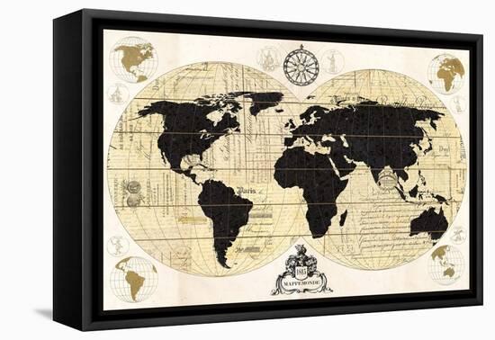 Vintage World Map-Devon Ross-Framed Stretched Canvas